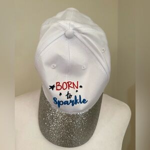 White and Silver Kids Cap - Born to Sparkle